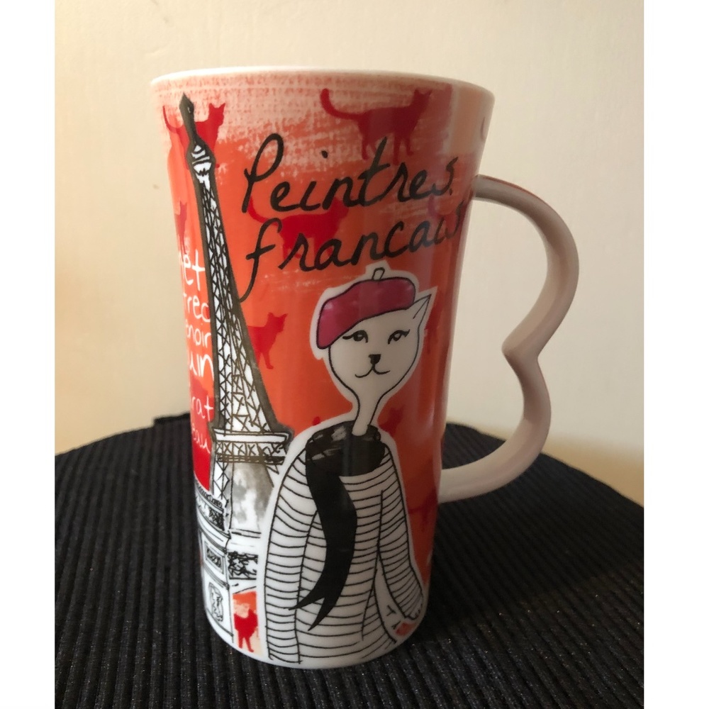 Topchoice French painter cat porcelain mug NEW